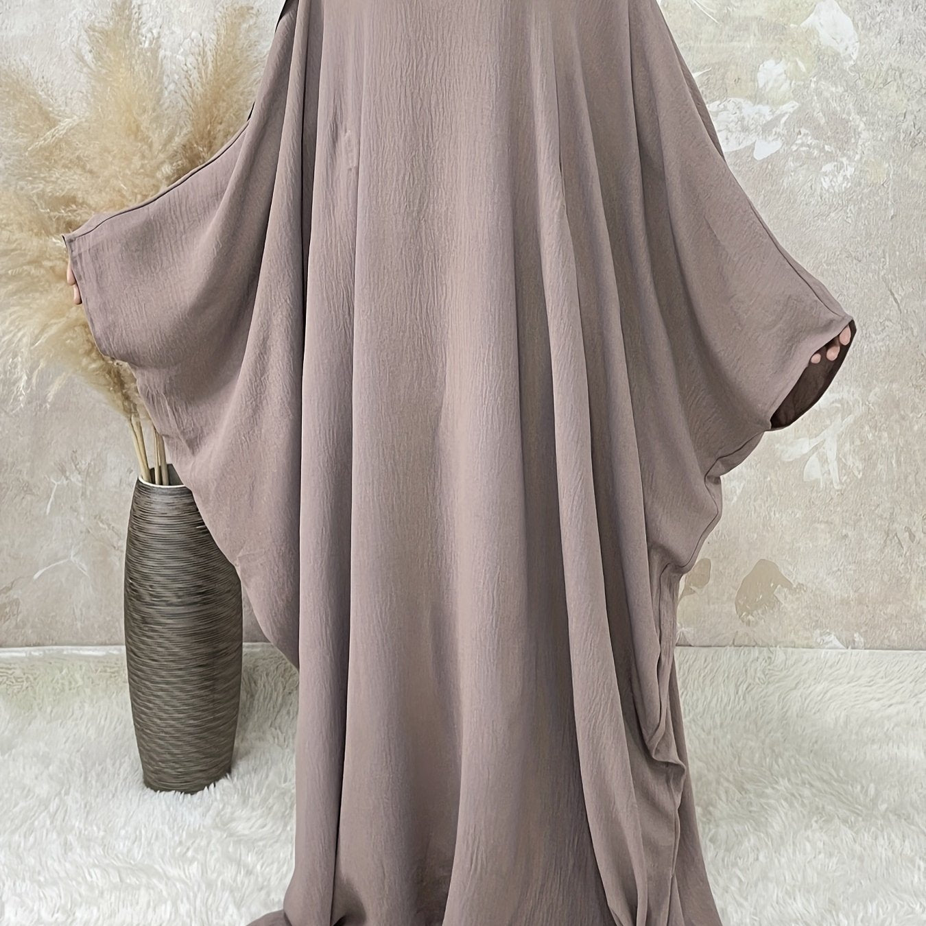 Women's Middle Eastern Abaya Robe with Batwing Sleeves & Adjustable Waist Belt - Loose Fit Long Sleeve Full Coverage Traditional Dress Cover for Modest Fashion, Allseason Wear, Flowy Fabric