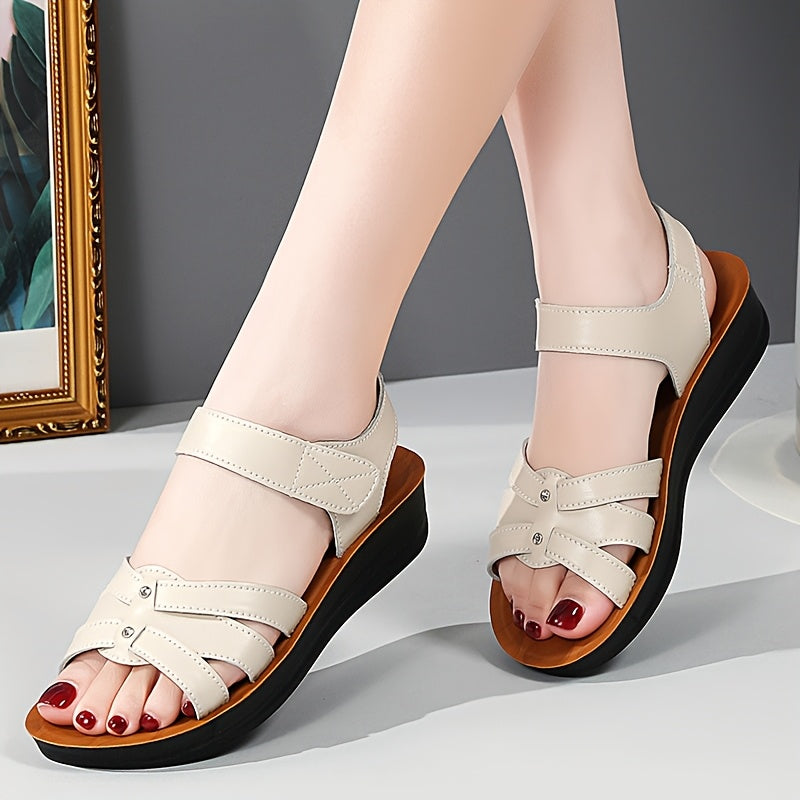 Women's Flat Sandals, Open Toe Slip-On Shoes with Anti-Slip Sole, Casual Beach Flip Flops