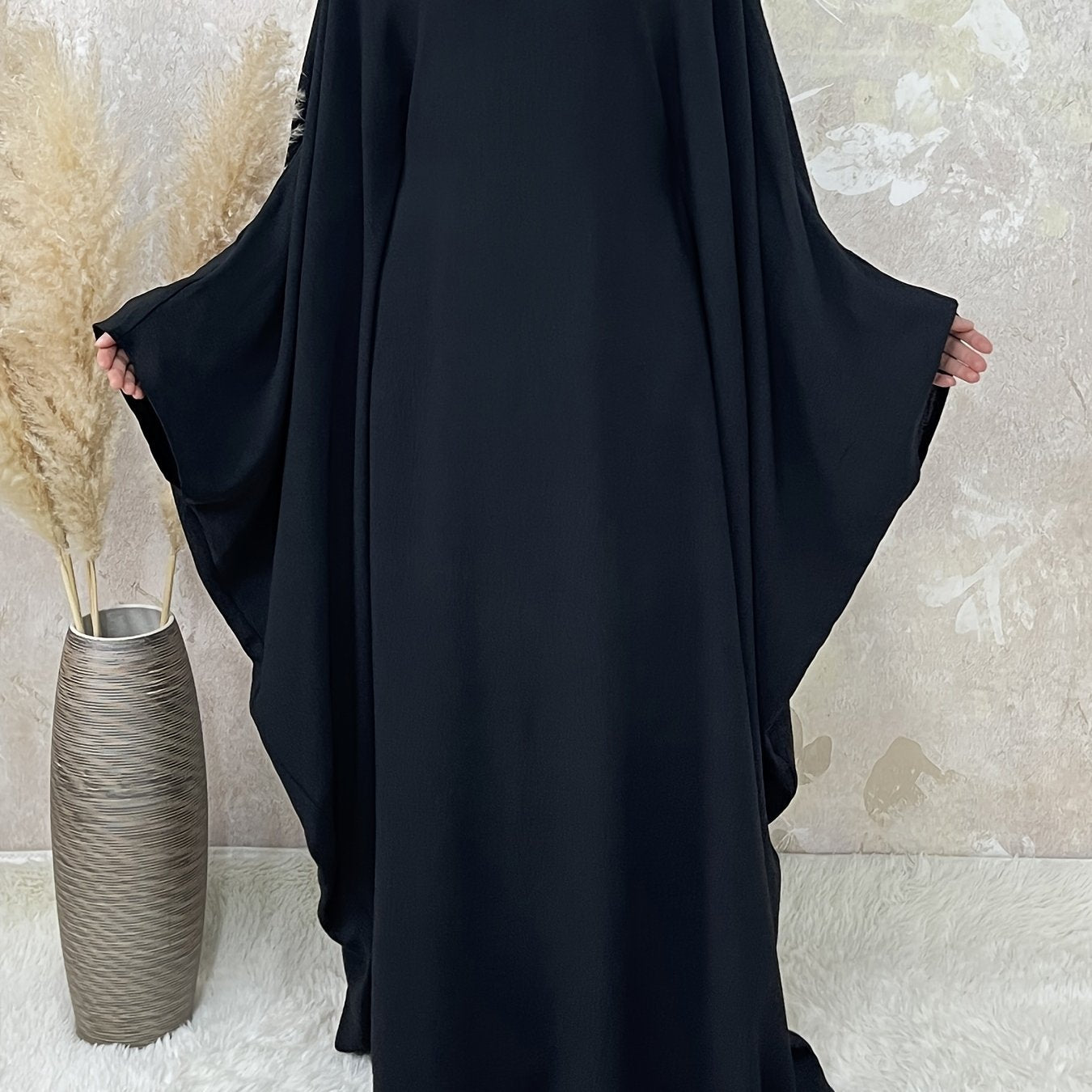 Women's Middle Eastern Abaya Robe with Batwing Sleeves & Adjustable Waist Belt - Loose Fit Long Sleeve Full Coverage Traditional Dress Cover for Modest Fashion, Allseason Wear, Flowy Fabric