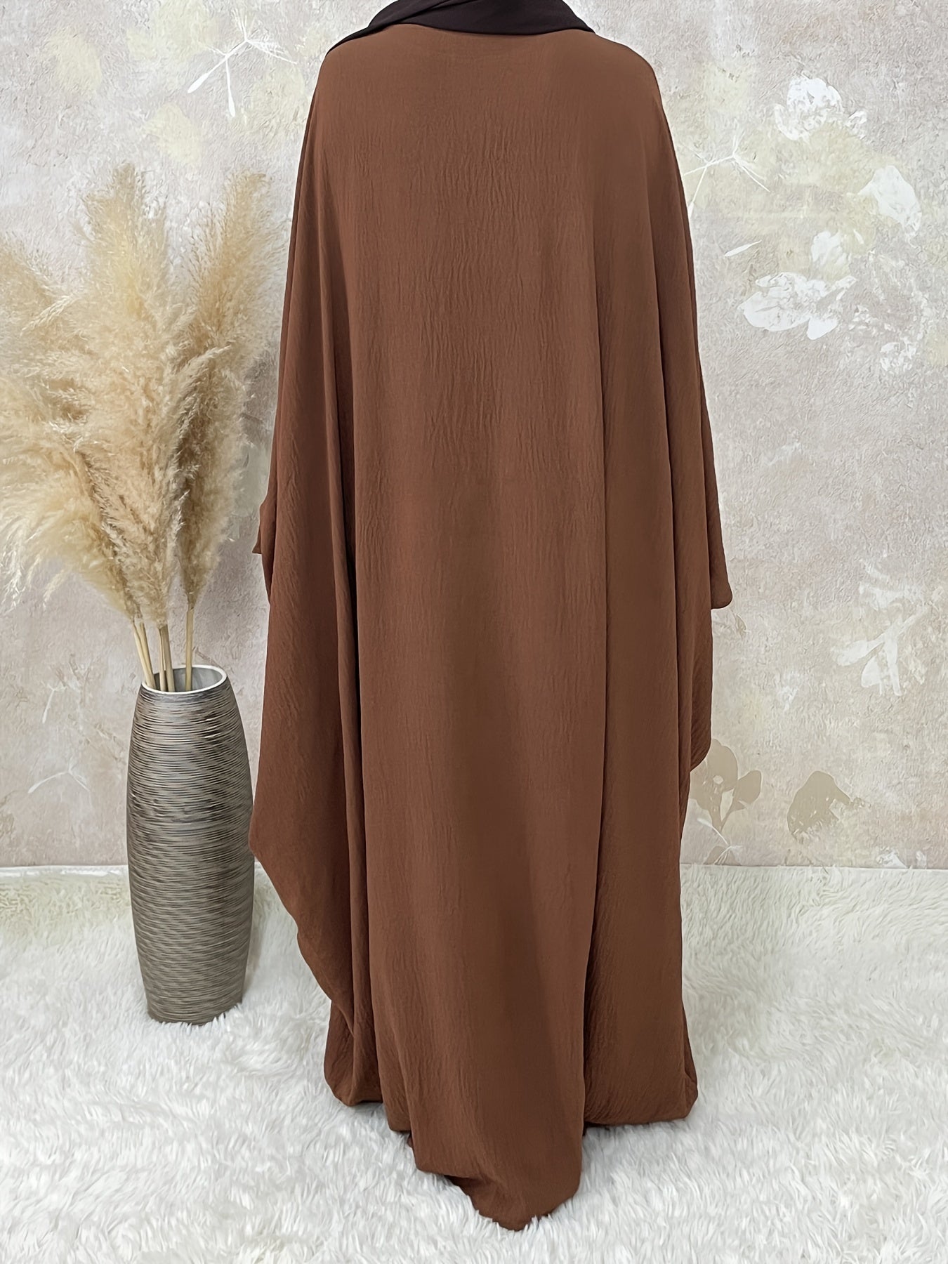 Women's Middle Eastern Abaya Robe with Batwing Sleeves & Adjustable Waist Belt - Loose Fit Long Sleeve Full Coverage Traditional Dress Cover for Modest Fashion, Allseason Wear, Flowy Fabric