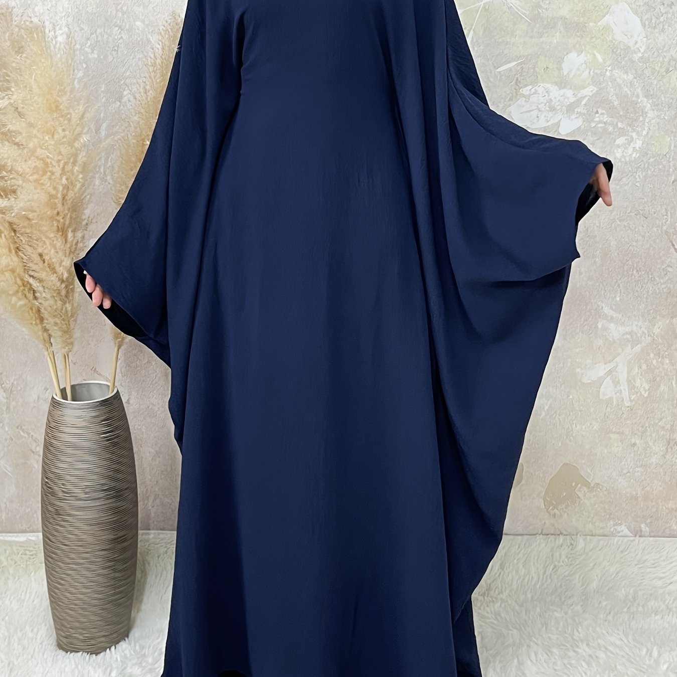 Women's Middle Eastern Abaya Robe with Batwing Sleeves & Adjustable Waist Belt - Loose Fit Long Sleeve Full Coverage Traditional Dress Cover for Modest Fashion, Allseason Wear, Flowy Fabric