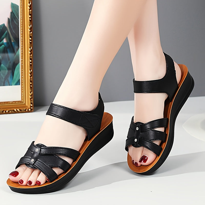 Women's Flat Sandals, Open Toe Slip-On Shoes with Anti-Slip Sole, Casual Beach Flip Flops