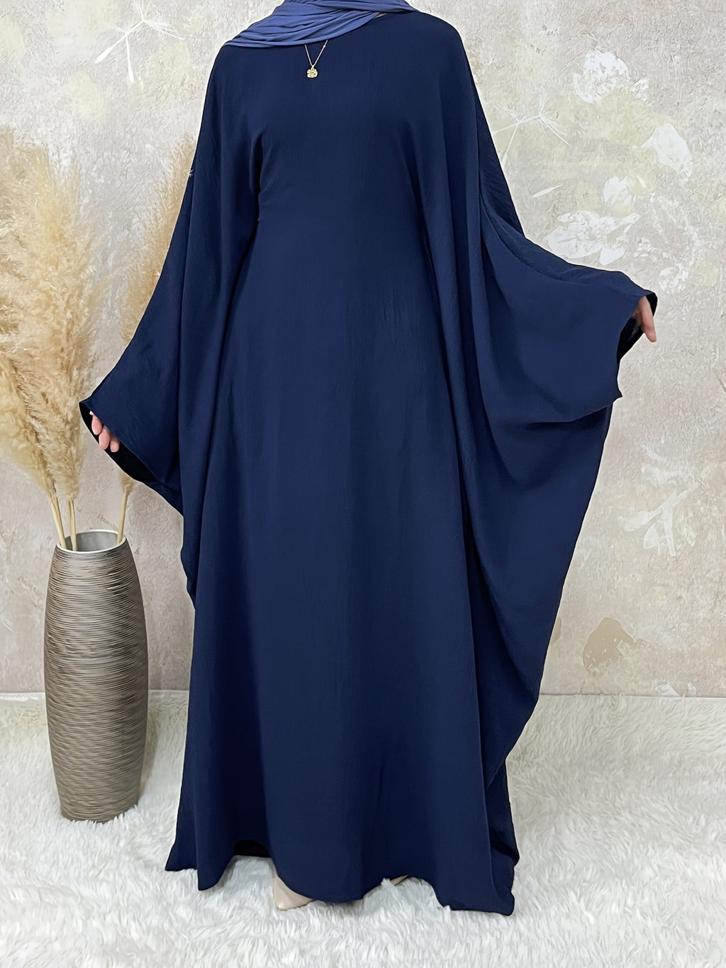 Women's Middle Eastern Abaya Robe with Batwing Sleeves & Adjustable Waist Belt - Loose Fit Long Sleeve Full Coverage Traditional Dress Cover for Modest Fashion, Allseason Wear, Flowy Fabric