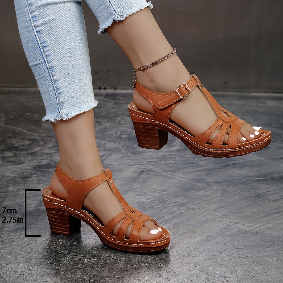 New Women's Open-Toe Strappy Casual Outdoor Vacation Women's Fashion High Heel Sandals F08