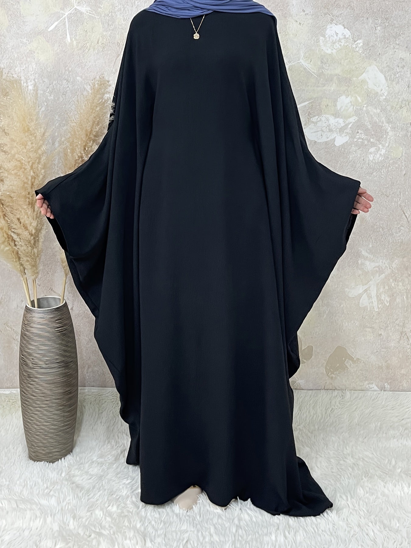 Women's Middle Eastern Abaya Robe with Batwing Sleeves & Adjustable Waist Belt - Loose Fit Long Sleeve Full Coverage Traditional Dress Cover for Modest Fashion, Allseason Wear, Flowy Fabric