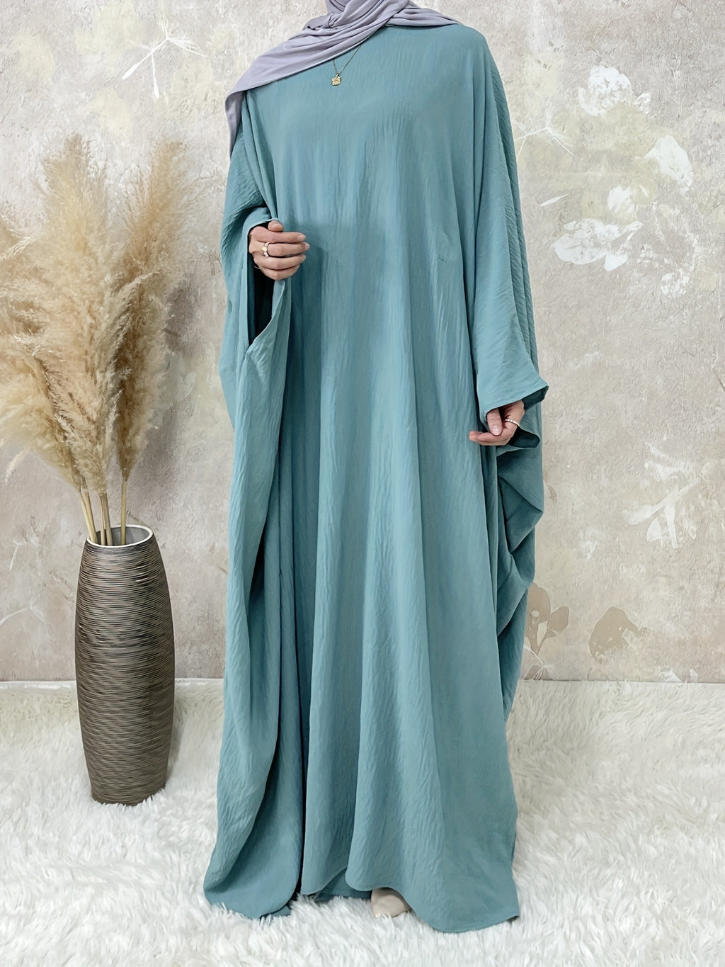 Women's Middle Eastern Abaya Robe with Batwing Sleeves & Adjustable Waist Belt - Loose Fit Long Sleeve Full Coverage Traditional Dress Cover for Modest Fashion, Allseason Wear, Flowy Fabric