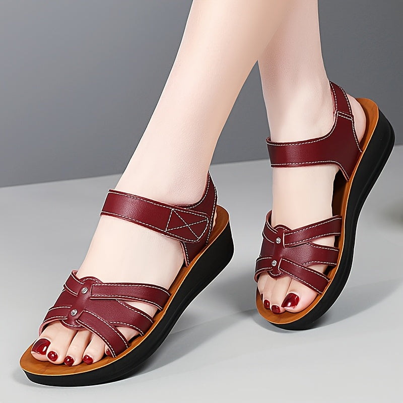 Women's Flat Sandals, Open Toe Slip-On Shoes with Anti-Slip Sole, Casual Beach Flip Flops